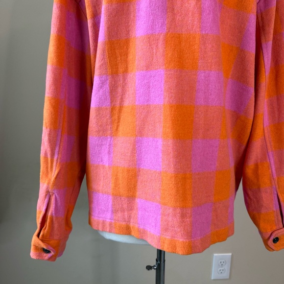 VELVET HEART Plaid Flannel Shacket Size XL Pink Orange - Picture 8 of 12